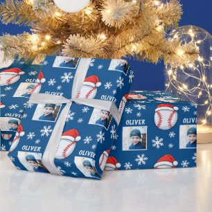 Baseball Ball Weihnachtsmannmütze Schneeflocke Nam Geschenkpapier