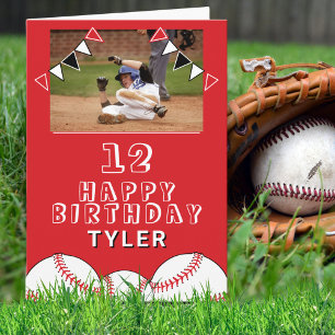 Baseball Bälle Flaggen Kinder Foto Geburtstag Karte
