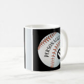 Baseball-Baller-Monogramm-Individuelle Name Kaffeetasse (VorderseiteRechts)