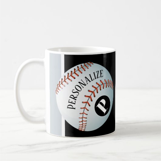 Baseball-Baller-Monogramm-Individuelle Name Kaffeetasse (Links)