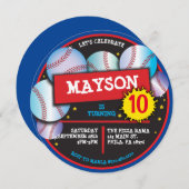 BASEBALL BALLS BLUE Geburtstagsparty Einladung (Vorne/Hinten)
