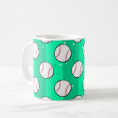 Baseball Balls - Nahtloses Muster auf Aqua Green Kaffeetasse (Vorderseite Links)