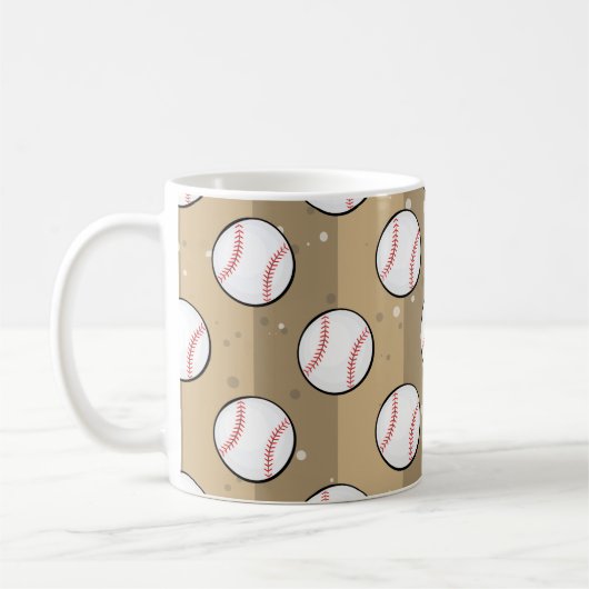 Baseball Balls - Nahtloses Muster auf braunem Feld Kaffeetasse (Links)