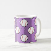 Baseball Balls - Nahtloses Muster auf Lila Feld Kaffeetasse (VorderseiteRechts)