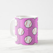 Baseball Balls - Nahtloses Muster auf rosa Feld Kaffeetasse (Vorderseite Links)