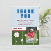 Baseball Balls Personalisiert Kindergeburtstag Fot Dankeskarte (Stehend Vorderseite)