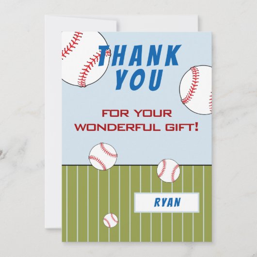 Baseball Balls Personalisierter Kindergeburtstag Dankeskarte (Vorderseite)