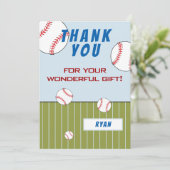 Baseball Balls Personalisierter Kindergeburtstag Dankeskarte (Stehend Vorderseite)