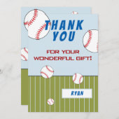 Baseball Balls Personalisierter Kindergeburtstag Dankeskarte (Vorne/Hinten)