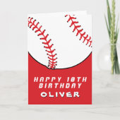 Baseball Balls Red Boy Name Happy Birthday Karte (Vorderseite)