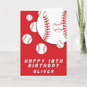 Baseball Balls Red Kids Boy Happy Birthday Karte (Vorderseite)
