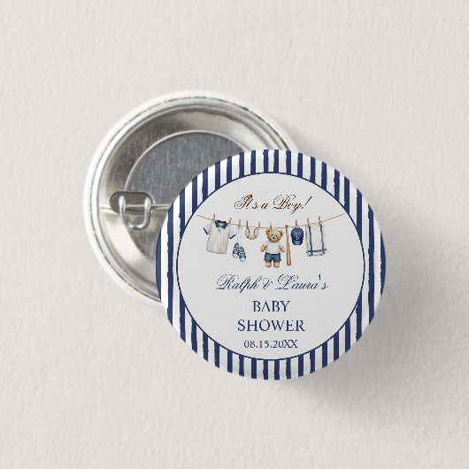 Baseball-Bär-Baby-Party  Button (Vorne & Hinten)