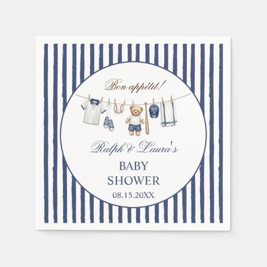 Baseball-Bär-Baby-Party  Serviette (Vorderseite)