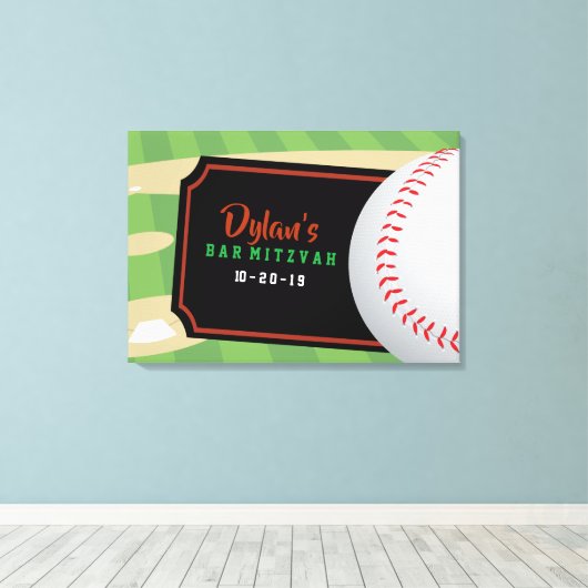 BASEBALL Bar Bat Mitzvah Sign in Board Leinwanddruck (Insitu (Holzboden))