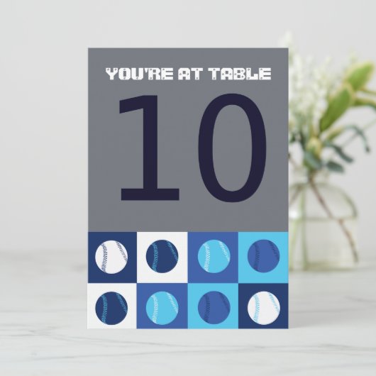 BASEBALL Bar Bat Mitzvah Tischnummer Sitzkarte (Stehend Vorderseite)