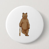 Baseball-Bär mit Baseballschläger Button (Vorderseite)