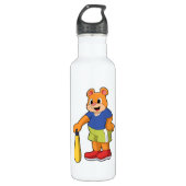 Baseball-Bär mit Baseballschläger Edelstahlflasche (Vorderseite)