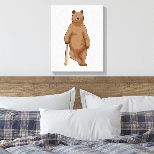 Baseball-Bär mit Baseballschläger Leinwanddruck (Insitu (Schlafzimmer))