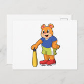 Baseball-Bär mit Baseballschläger Postkarte (Vorne/Hinten)