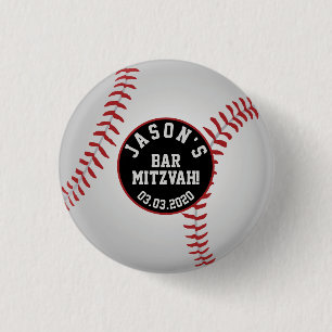 Baseball Bar Mitzvah Gefallen Button rot