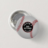 Baseball Bar Mitzvah Gevor Button Red Black (Vorne & Hinten)