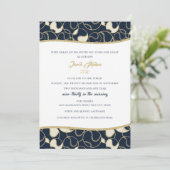 Baseball Bar Mitzvah Gold und Blau Einladung (Stehend Vorderseite)