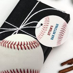 Baseball Bar Mitzvah Red Blue Favor Tags Geschenkanhänger