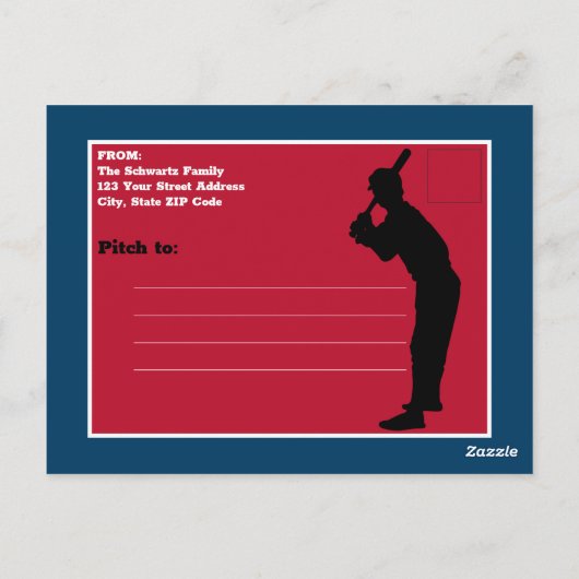 Baseball Bar Mitzvah Save the Date Postcard Postkarte (Rückseite)