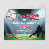 Baseball Bar Mitzvah Save the Date Postcard Postkarte (Vorderseite)