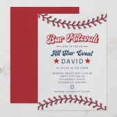 Baseball Bar Mizwa Einladung All Star (Vorne/Hinten)