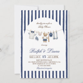 Baseball-Bär-Wäscheleine-Baby-Party Einladung