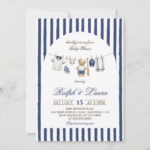 Baseball-Bär-Wäscheleine-Baby-Party Einladung