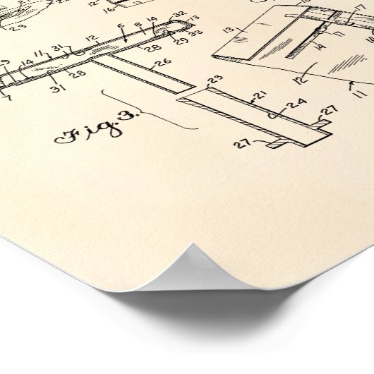 Baseball Base 1953 Patent Art Old Peper Poster (Ecke)