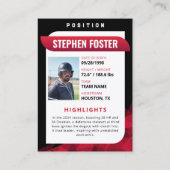 Baseball-Baseball-Baseballkartenspieler Telefonnummerkarte (Rückseite)