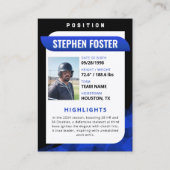 Baseball-Baseball-Baseballkartenspieler Telefonnummerkarte (Rückseite)