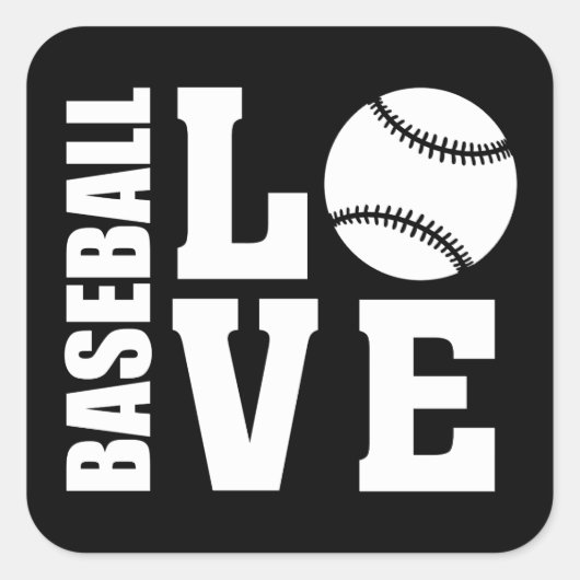 Baseball - Baseball-Liebe Quadratischer Aufkleber (Vorderseite)