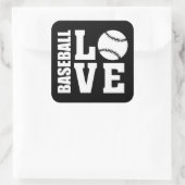 Baseball - Baseball-Liebe Quadratischer Aufkleber (Tasche)