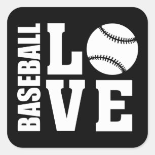 Baseball - Baseball-Liebe Quadratischer Aufkleber