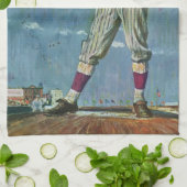 Baseball-Baseball, Pitcher im Baseball-Spiel Geschirrtuch (Gefaltet)