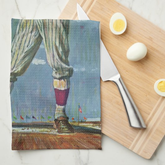 Baseball-Baseball, Pitcher im Baseball-Spiel Geschirrtuch (Viertel Falte)