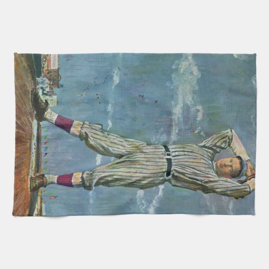 Baseball-Baseball, Pitcher im Baseball-Spiel Geschirrtuch (Horizontal)