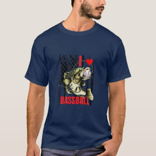 Baseball Baseball Reel Bass Fishing Vatertag T-Shirt
