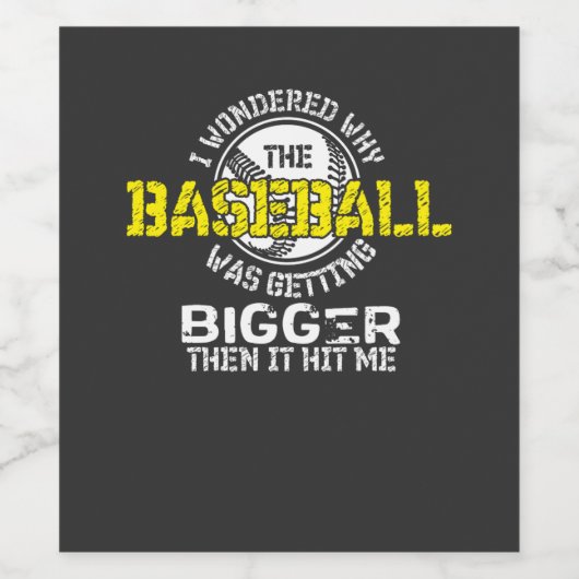 Baseball - Baseball wird größer Weinetikett (Einzelnes Label)