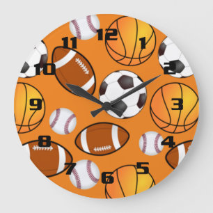 Baseball-Basketball-Muster für Sportfußball Große Wanduhr
