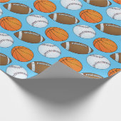 Baseball, Basketball und Fußball Geschenkpapier (Ecke)
