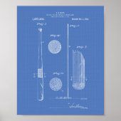 Baseball Bat 1921 Patentart - Blueprint Poster (Vorne)