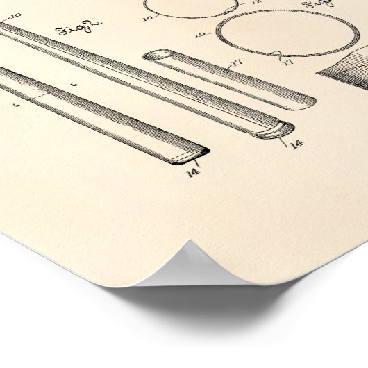 Baseball Bat 1926 Patentart - Alter Peper Poster (Ecke)