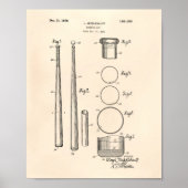 Baseball Bat 1926 Patentart - Alter Peper Poster (Vorne)