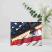 Baseball, Bat and American Flag Postcard Postkarte (Stehend Vorderseite)