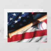 Baseball, Bat and American Flag Postcard Postkarte (Vorne/Hinten)